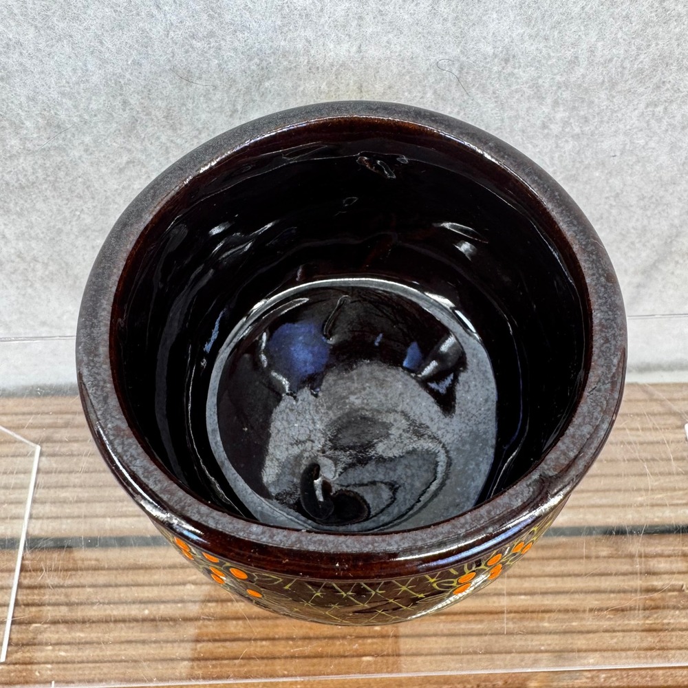 Vtg Redware Rossini Japan Moriage Rice Bowls - Hand Ptd Beaded Brown Glaze - Picture 6 of 7